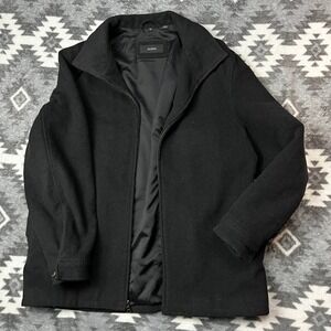 Alfani Mens Black Wool Cashmere Blend Full Zip Jacket Coat Medium